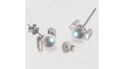 Boucles Oreilles Modernes Forme Rail. Or Blanc, Diamants Et Perles Akoya -Maria || Simplicity Soldes 01 w 5