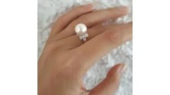 Bague Or Perle De Culture - Perle Blanche Chine - Or Blanc, Diamants -Maria || Simplicity Soldes 01 102