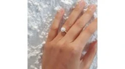 Bague Or Blanc Solitaire - Coeur Caillouté - Diamants Pavés | Coeur Caillouté -Maria || Simplicity Soldes 01 117 1 1 1
