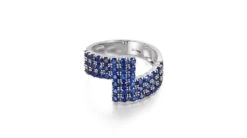 Bague Contemporaine Or Blanc. Pavage Géométrique Saphir -Maria || Simplicity Soldes 01 130