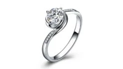 Bague De Fiancailles Rose Vertige - Solitaire Or Blanc, Diamants 0.35ct | Gemperles