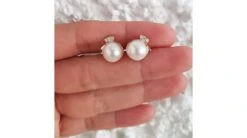 Boucles Oreilles Chapeau Demoiselle - Or Jaune, Perles Et Diamants -Maria || Simplicity Soldes 01 144