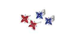 Boucle Oreille Fleur Saphir Bleu, Diamant, Or Blanc - Véronique Des Ruisseaux -Maria || Simplicity Soldes 01 168