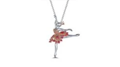 Pendentif Princesse Ballerina - Broche Or Blanc - Rubis