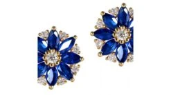 Boucle Oreille Blue Mist, Fleur De Brume Bleue - Saphir, Diamant, Or Jaune -Maria || Simplicity Soldes 01 174