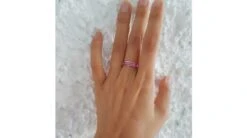 Bague Or Blanc Demi Tour Rubis - 2 Rangées De Pierres Pavées -Maria || Simplicity Soldes 01 2