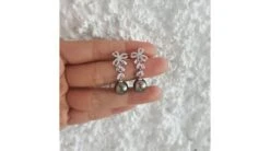 Boucles Oreilles Or Blanc - Perles De Tahiti - Diamants - Composition Florale -Maria || Simplicity Soldes 01 55 3