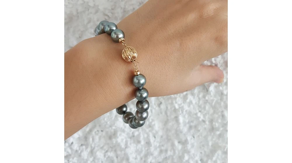 Bracelet Perles De Tahiti Grises - 9/10mm - Fermoir Or 6 Bracelet Perles De Tahiti Grises - 9/10mm - Fermoir Or – Image 6