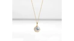 Pendentif Couronne Or Jaune Diamants. Perle Akoya -Maria || Simplicity Soldes 02 y 3