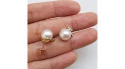 Boucles Oreilles Chapeau Demoiselle - Or Jaune, Perles Et Diamants -Maria || Simplicity Soldes 02 158