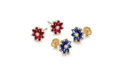 Boucle Oreille Blue Mist, Fleur De Brume Bleue - Saphir, Diamant, Or Jaune -Maria || Simplicity Soldes 02 190