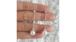 Pendantes Chainette Forçat. Perles Akoya Or Blanc Et Diamants -Maria || Simplicity Soldes 02 38 3