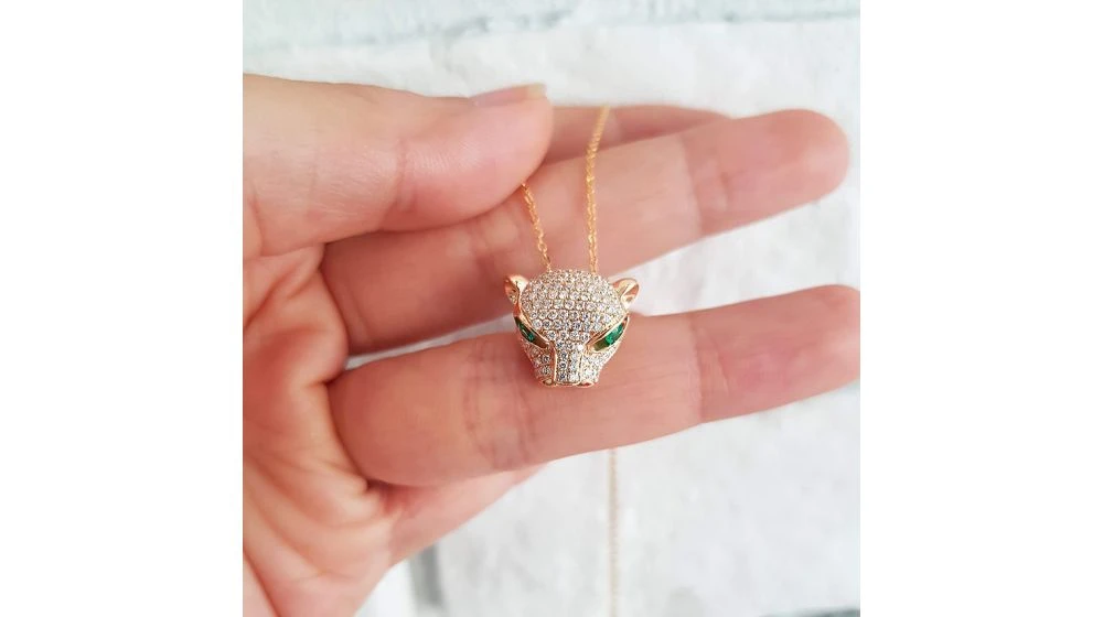 Pendentif Panthère Perle D'Australie Dorée. Or Jaune Et Diamants 11 Pendentif Panthère Perle D'Australie Dorée. Or Jaune Et Diamants – Image 11