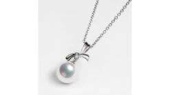 Pendentif Noeud Avec Ganse. Perle Akoya, Or Blanc, Diamants -Maria || Simplicity Soldes 03 22