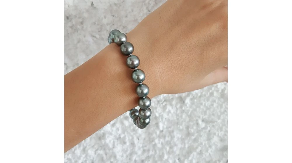 Bracelet Perles De Tahiti Grises - 9/10mm - Fermoir Or 5 Bracelet Perles De Tahiti Grises - 9/10mm - Fermoir Or – Image 5