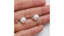 Boucles Oreilles Perles Et Puces Diamants. Or Blanc -Maria || Simplicity Soldes 03 74 3