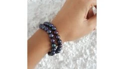 Bracelet Double Perles Eau Douce Noires - 7/7.5mm, AAA -Maria || Simplicity Soldes 04 32 4