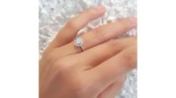 Bague Or Blanc Solitaire - Coeur Caillouté - Diamants Pavés | Coeur Caillouté -Maria || Simplicity Soldes 04 45 2 1 1