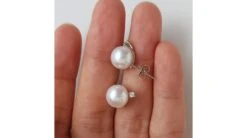 Boucles Oreilles Perles Et Puces Diamants. Or Blanc -Maria || Simplicity Soldes 04 48