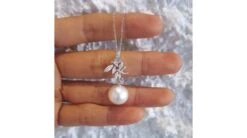 Pendentif Libellules - Perle D'Australie Blanche - Or Blanc, Diamants