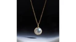 Pendentif Couronne Or Jaune Diamants. Perle Akoya -Maria || Simplicity Soldes 05 y 3