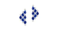 Boucle D Oreille Triangle Des Bermudes - Saphir, Or Blanc, Diamant