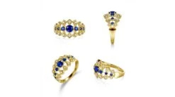 Bague Santa Maria Novella - Or Jaune, Saphir Bleu & Diamant -Maria || Simplicity Soldes 05 40 1