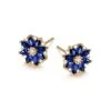 Boucle Oreille Blue Mist, Fleur De Brume Bleue - Saphir, Diamant, Or Jaune