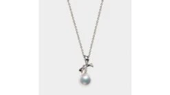 Pendentif Noeud Avec Ganse. Perle Akoya, Or Blanc, Diamants -Maria || Simplicity Soldes 06 4