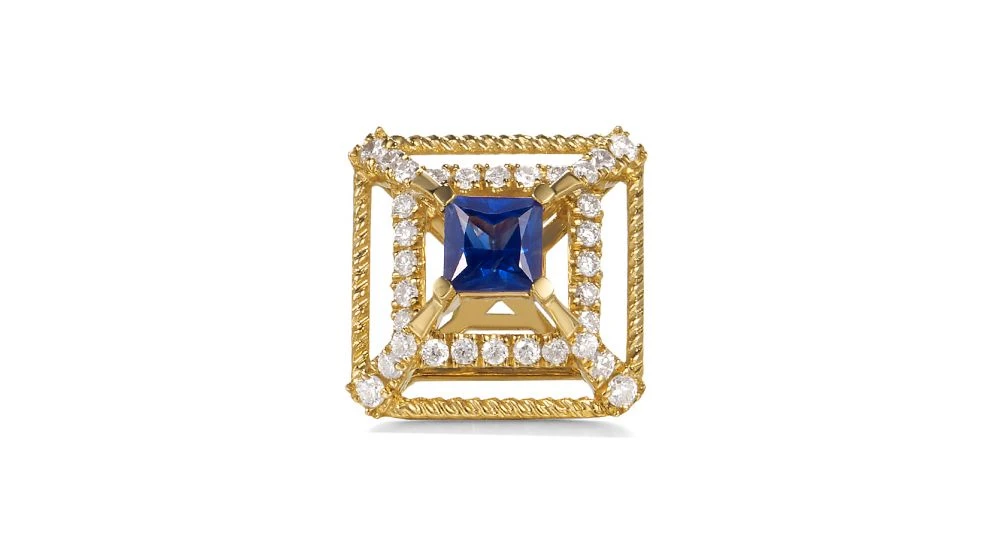 Boucle D Oreille Carré De Lumière - Or Jaune, Saphir, Diamant 4 Boucle D Oreille Carré De Lumière - Or Jaune, Saphir, Diamant – Image 4