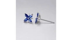 Boucle Oreille Fleur Saphir Bleu, Diamant, Or Blanc - Véronique Des Ruisseaux -Maria || Simplicity Soldes 06 65