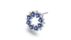 Boucle D Oreille Fleur De Bleuet - Saphir, Diamant, Or Blanc -Maria || Simplicity Soldes 06 69