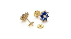 Boucle Oreille Blue Mist, Fleur De Brume Bleue - Saphir, Diamant, Or Jaune -Maria || Simplicity Soldes 06 73