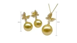 Pendentif Papillon Or Jaune. Perle D'Australie Dorée. Diamants -Maria || Simplicity Soldes 07 15