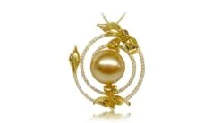 Pendentif Orchidée Sauvage - Perle Dorée Des Mers Du Sud