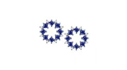 Boucle D Oreille Fleur De Bleuet - Saphir, Diamant, Or Blanc