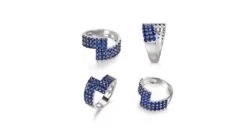 Bague Contemporaine Or Blanc. Pavage Géométrique Saphir -Maria || Simplicity Soldes 08 29