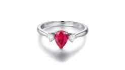 Bague Amour. Or Blanc, Rubis 1ct Taillé En Poire, Diamants -Maria || Simplicity Soldes 09 12 1