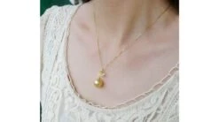 Pendentif Papillon Or Jaune. Perle D'Australie Dorée. Diamants -Maria || Simplicity Soldes 11 6