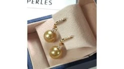 Boucles D'oreilles Dormeuses Diamantées - Perles D'Australie, Or Jaune -Maria || Simplicity Soldes 1 4 3