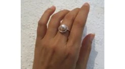 Bague Perle D'eau Douce Blanche - Encerclement D'or Blanc Et Diamants -Maria || Simplicity Soldes 1 4 4