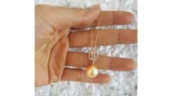 Pendentif Feuilles D'or Diamantées - Perle D'Australie Dorée -Maria || Simplicity Soldes 1 67