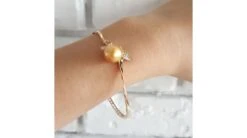Bracelet Végétal Jonc Or Jaune - Perle D'Australie Dorée - Diamants -Maria || Simplicity Soldes 20171214 150407