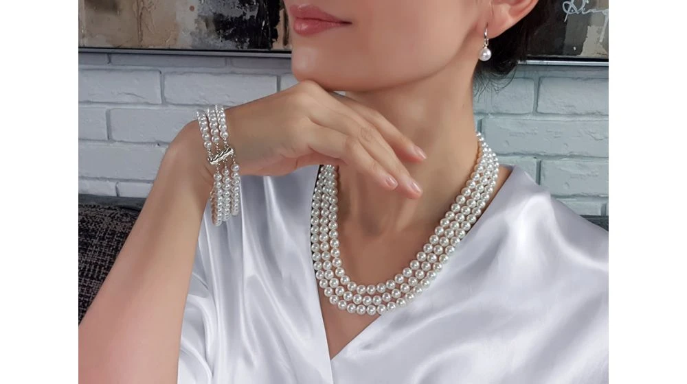 Crochets D'oreilles En Or Blanc - Perles De Culture Blanches 3 Crochets D'oreilles En Or Blanc - Perles De Culture Blanches – Image 3