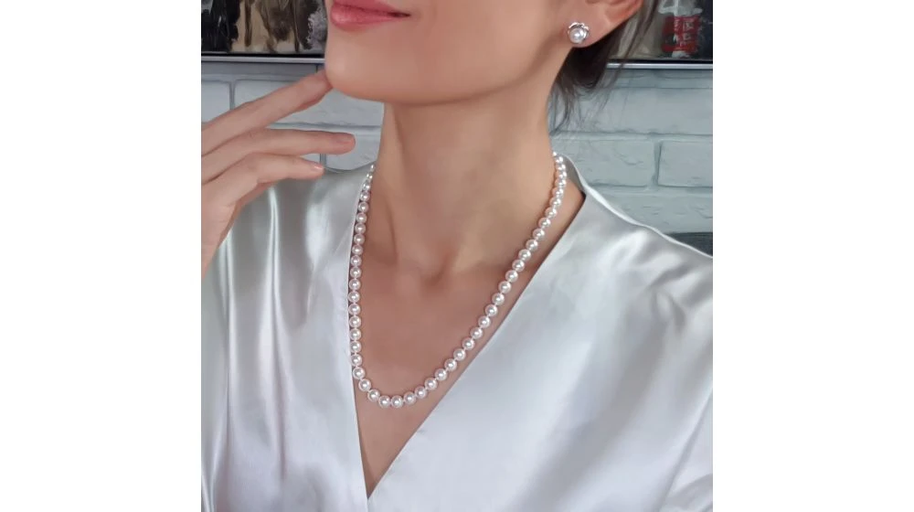 Collier Perles Akoya Luxe - Perle Du Japon Qualité GEMME / HANADAMA - 7/7.5mm 2 Collier Perles Akoya Luxe - Perle Du Japon Qualité GEMME / HANADAMA - 7/7.5mm – Image 2