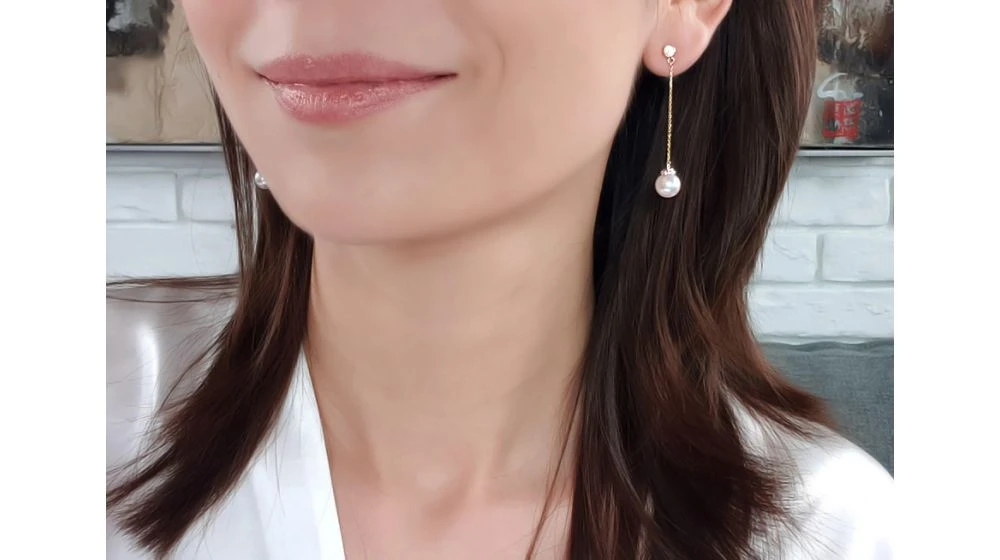 Pendantes Chainette Forçat. Perles Akoya Or Jaune Et Diamants 8 Pendantes Chainette Forçat. Perles Akoya Or Jaune Et Diamants – Image 8