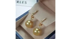 Boucles D'oreilles Dormeuses Diamantées - Perles D'Australie, Or Jaune -Maria || Simplicity Soldes 3 11