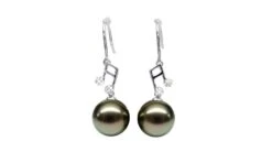 Boucles D'oreilles Notes De Musique - Crochets Or Blanc - Perles De Tahiti