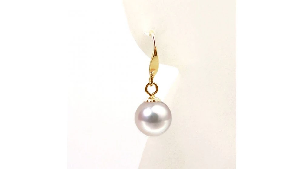 Boucles Oreilles Crochets Or Jaune Et Perles Akoya Blanches - 7/7.5mm 4 Boucles Oreilles Crochets Or Jaune Et Perles Akoya Blanches - 7/7.5mm – Image 4