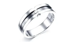 Bague Homme En Or Blanc Et Diamant 0.055ct | Horace